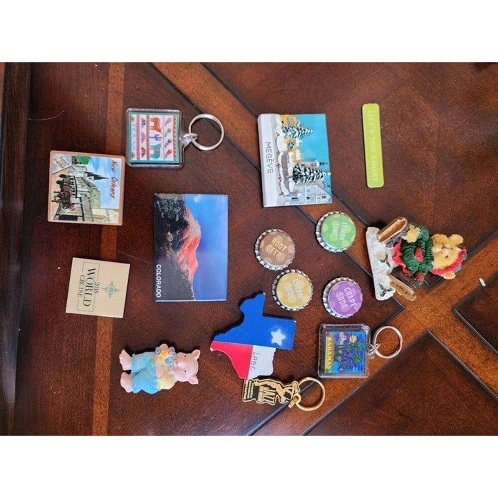 Lot Of Keychains and Refrigerator Magnets